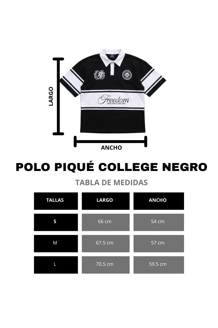 POLO PIQUÉ FREEDOM COLLEGE NEGRO - Image 7